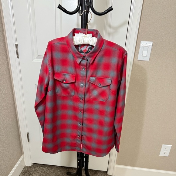 DIXXON Tops - DIXXON Women’s PULASKI Red and Gray Flannel Shirt
